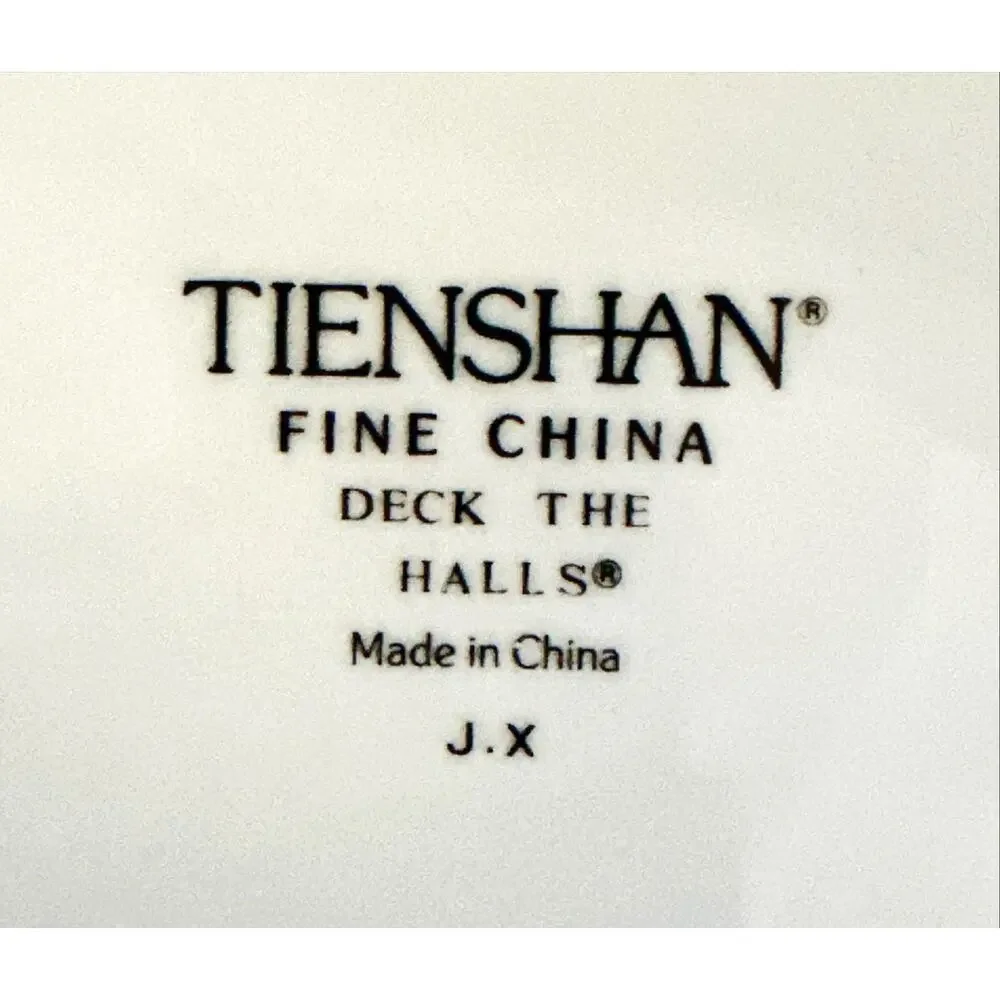 Tienshan Poinsettia and Holly Fine China Deck the Halls Tea Cup and Saucer